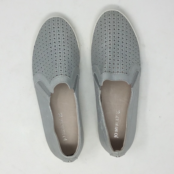 Jo Mercer Silver Metallic Perforated Slip On Flats. - Picture 6 of 12